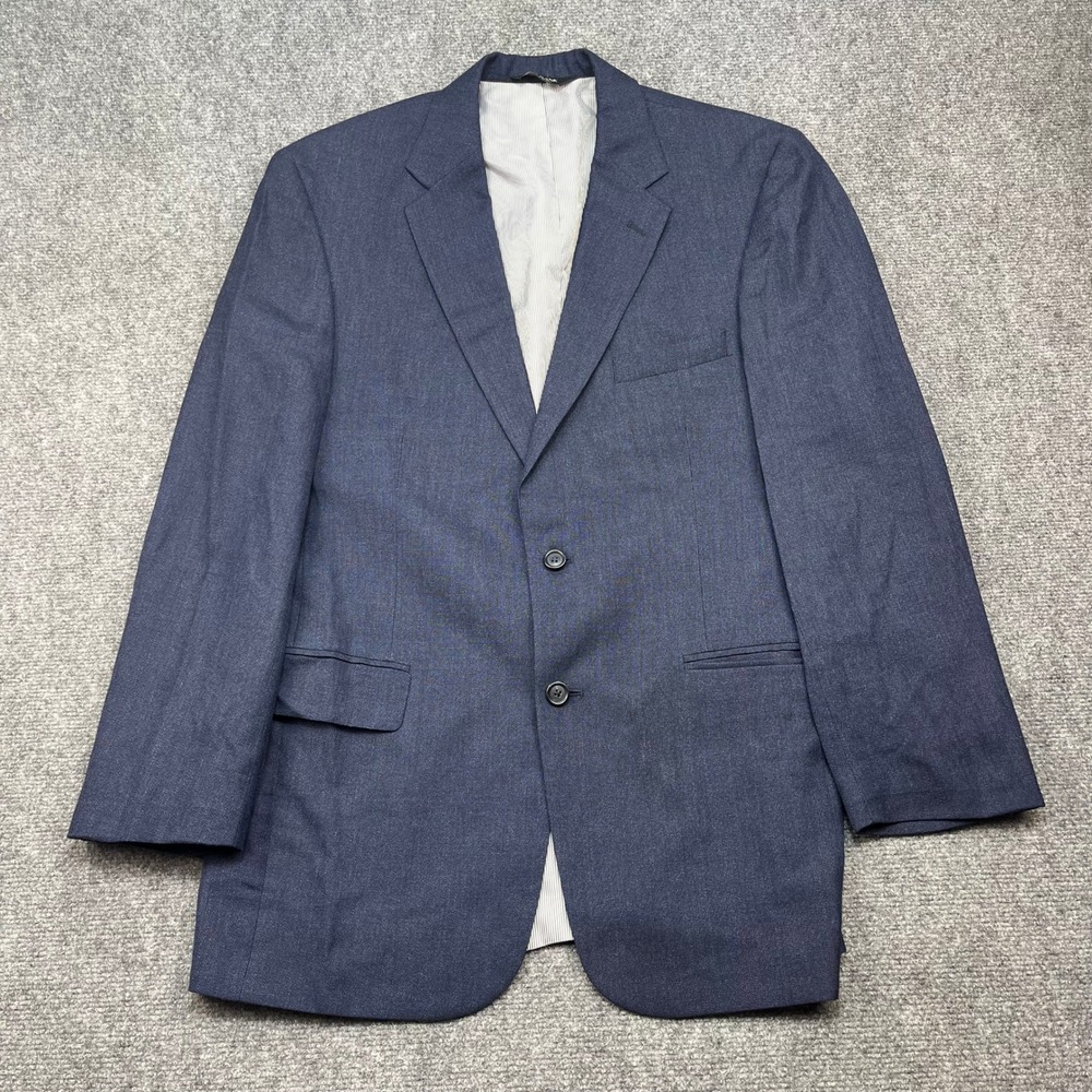 Jos A Bank Men 40R Navy Blue Textured Linen Wool Blend Blazer Sport Coat Modern